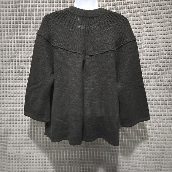 Alpaca Cardigan Cape Sweater SzM 3/4Sleeve Kenar Knit Cozy Basic Capsule Cottage - Picture 15 of 16
